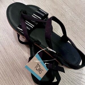TOMS Black Strappy Sandals for Women